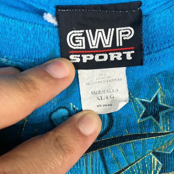 GWP Sport Graphic TShirt Mens XL Blue Eagle Guitar Rock Music Festival Tee Y2K - Picture 3 of 7